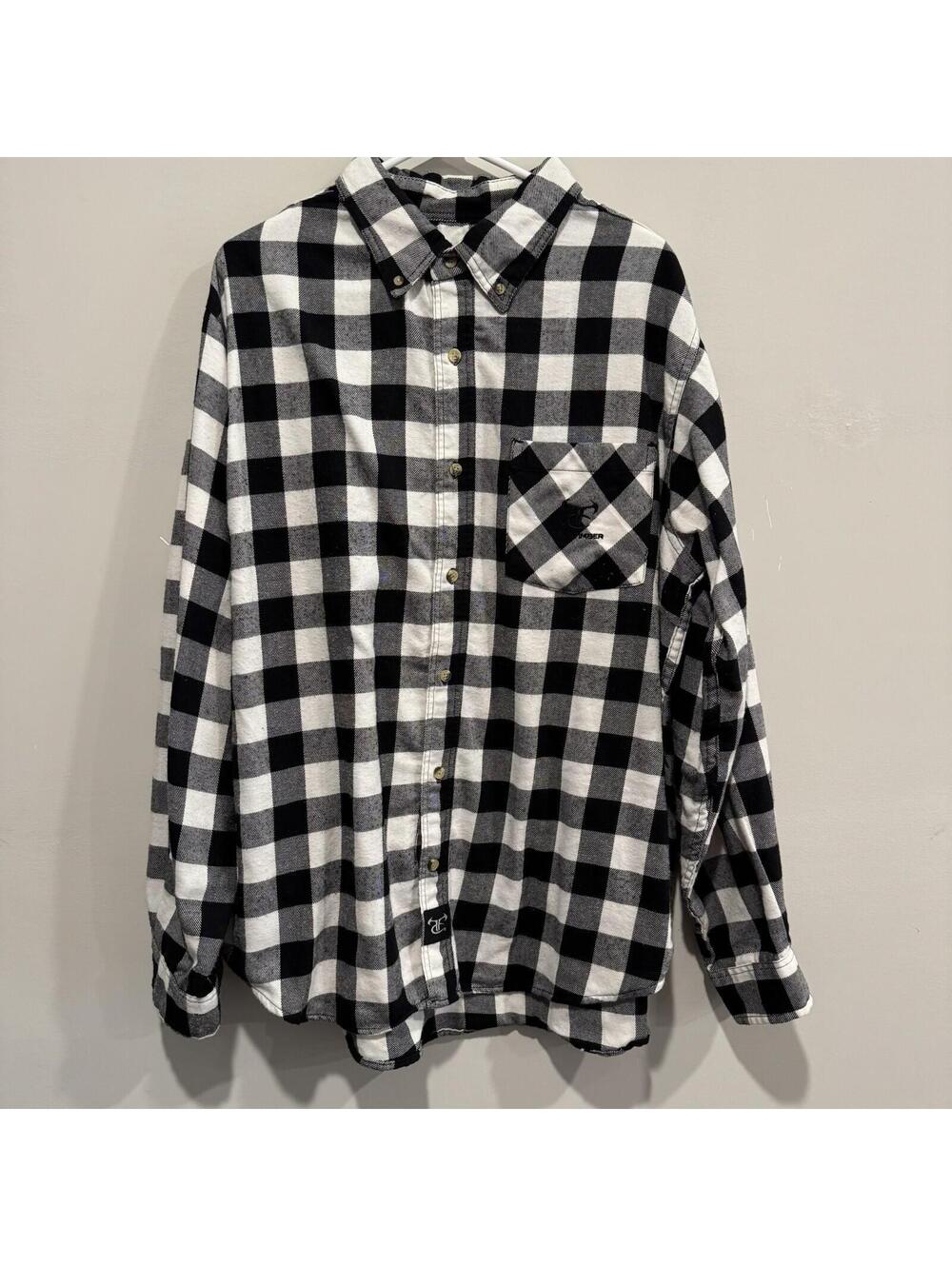 True Timber Plaid Flannel Men's Black & White XL Button Down Long Sleeve Shirt